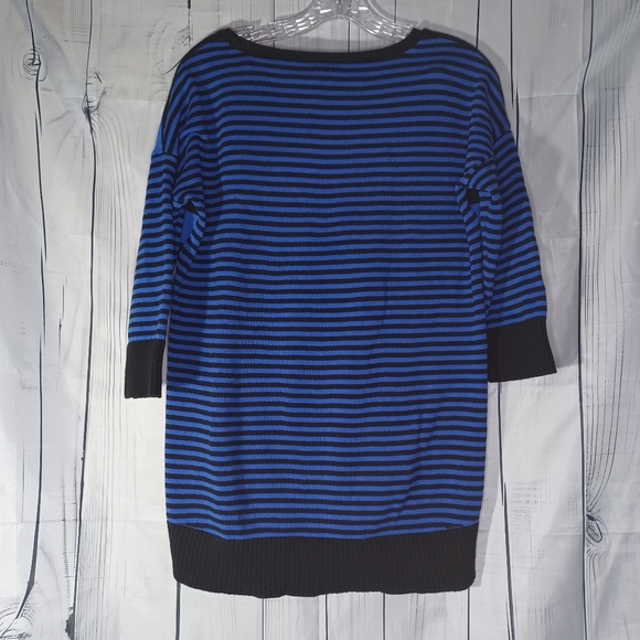LOFT blue and black striped 3/4 sleeve 100% Cotton sweater - Picture 7 of 11